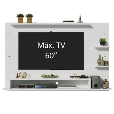 Painel Para Tv Até 60 Polegadas Madesa Alfa Com Prateleiras E Nichos - Branco Branco