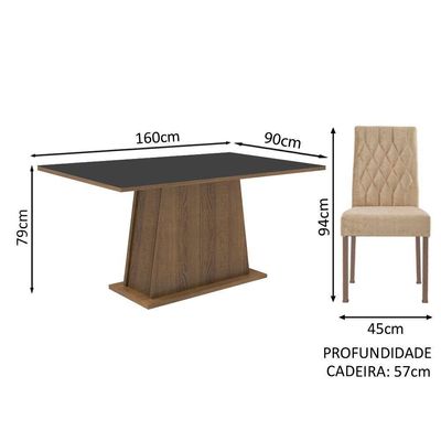 Kit Sala De Jantar Mesa 6 Cadeiras preto/imperial Madesa