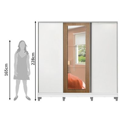 Guarda Roupa Casal 100%Mdf Madesa Eros 3 Portas de Correr