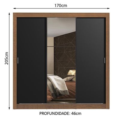 Guarda Roupa Casal Mônaco 3 Portas de Correr Espelho Madesa