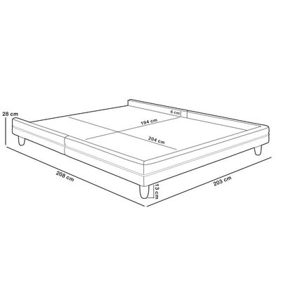 Cama Casal King Base Box Pés Madeira 203cm Suném P05 Linho Cinza Escuro - Lyam Decor