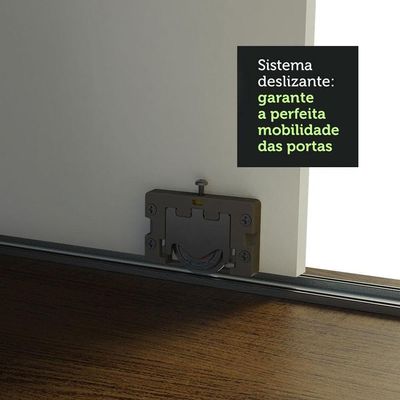 Guarda-roupa Casal 4 Portas de Espelho 3 Gavetas Rustic