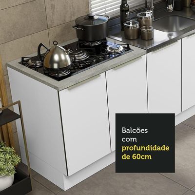 Kit Com 2 Balcões De Cozinha 4 Portas Branco