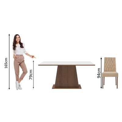 Kit Sala De Jantar Mesa 6 Cadeiras branco/imperial Madesa