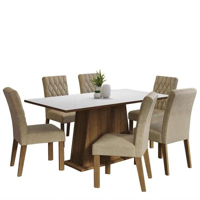 Kit Sala De Jantar Mesa 6 Cadeiras branco/imperial Madesa
