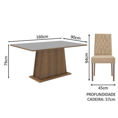 Kit Sala De Jantar Mesa 6 Cadeiras cinza/imperial Madesa