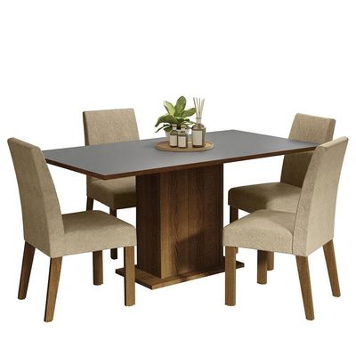 Kit Sala De Jantar Mesa 4 Cadeiras Madesa Cinza/Imperial