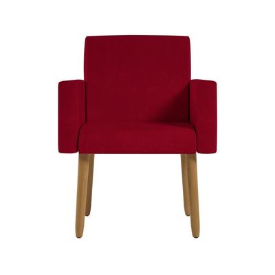 Kit 2 Poltronas Decorativa Sala Nina Com Puff Balaqui Decor Vermelho