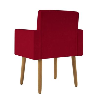 Kit 2 Poltronas Decorativa Sala Nina Com Puff Balaqui Decor Vermelho