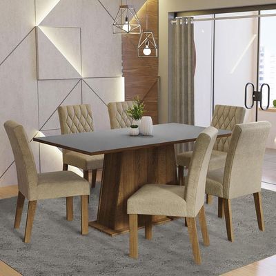 Kit Sala De Jantar Mesa 6 Cadeiras cinza/imperial Madesa