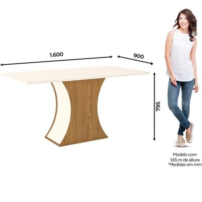 Mesa De Jantar 6 Lugares Tampo Em Mdf - Luiza - Nature - Off White
