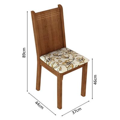 Kit 6 Cadeiras 4290 Rustic e Lírio Bege Madesa