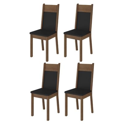 Kit 4 Cadeiras Rustic Preto Madesa