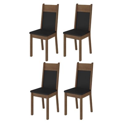 Kit 4 Cadeiras Rustic Preto Madesa