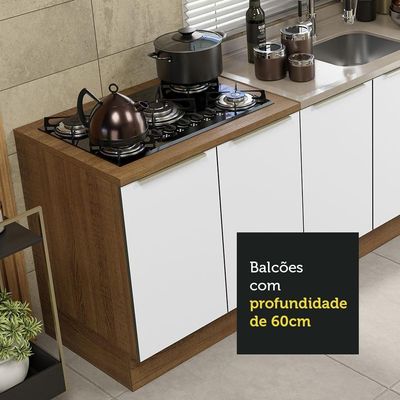Kit Com 2 Balcões De Cozinha 4 Portas Rustic/Branco