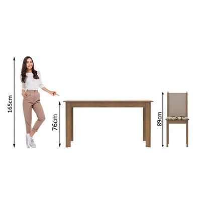 Conjunto Sala de Jantar Mesa Tampo Madeira 6 Cadeiras