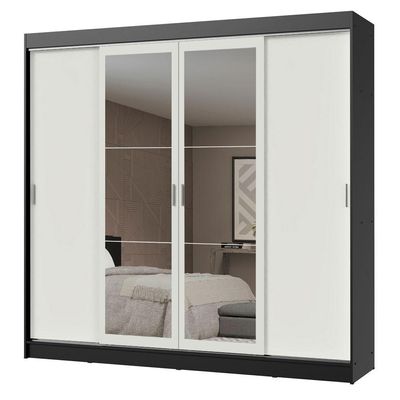 Guarda-roupa Casal Austin 4 Portas 3 Gavetas Preto