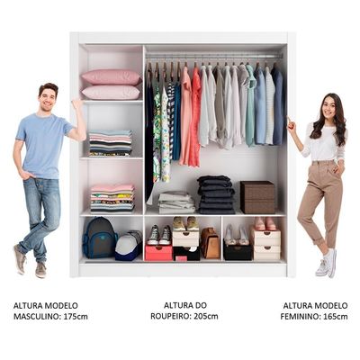 Guarda-Roupa Casal Mônaco 3 Portas de Correr Branco Madesa