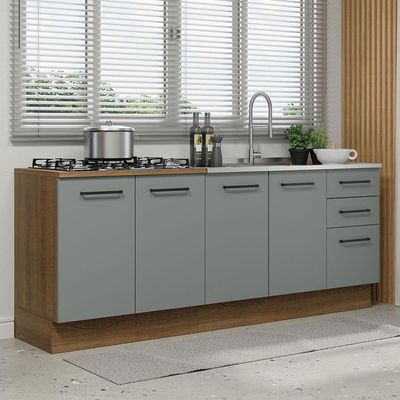 Kit Com 2 Balcões De Cozinha 3 Gavetas 4 Portas