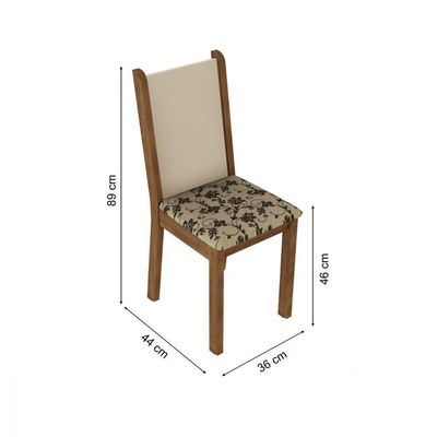 Kit 4 Cadeiras Rustic Floral Bege Madesa 4291