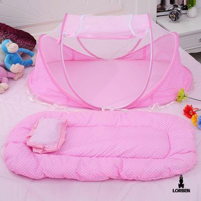 Berço Bebê Portátil Tenda Mosquiteiro Cama 3 Peças Menina