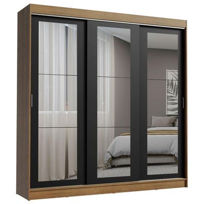 Guarda-roupa 3 Portas de Correr de Espelho 3 Gavetas Madesa