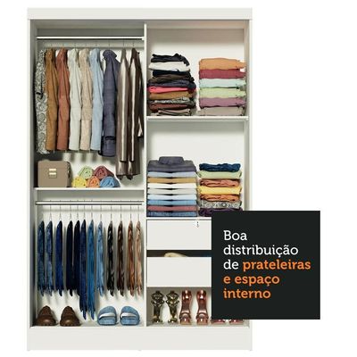 Guarda-Roupas Luke Branco 2 Portas Espelho Correr Madesa
