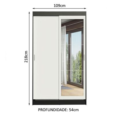 Guarda-roupa Solteiro Tokio 2 Portas de Correr com Espelho 2 Gavetas Madesa