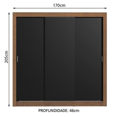 Guarda Roupa Lyon Plus 3 Portas de Correr 4 Gavetas Madesa