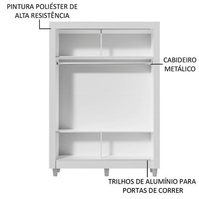 Guarda-roupa Solteiro Madesa Denver 2 Portas Correr Espelho