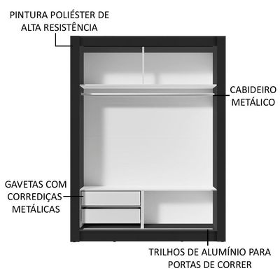 Guarda-roupa Solteiro Dallas 2 Portas de Correr Madesa