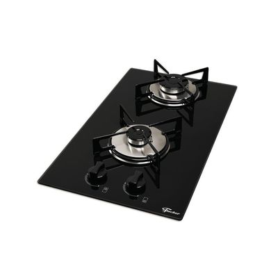 Fogão Cooktop Fischer 2Q Gás Mesa Vidro Com Supervisor De Chama Bivolt