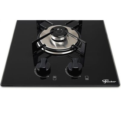 Fogão Cooktop Fischer 2Q Gás Mesa Vidro Com Supervisor De Chama Bivolt