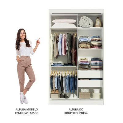 Guarda-roupa Solteiro Tokio 2 Portas de Correr com Espelho