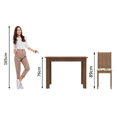 Conjunto Sala Jantar Mesa Tampo Madeira 4 Cadeiras Madesa