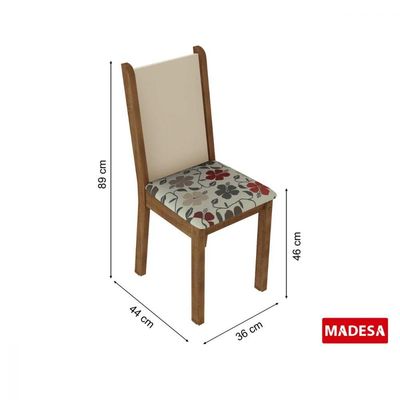 Kit 4 Cadeiras Rustic Floral Hibiscos Madesa 4291