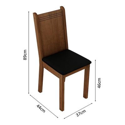 Kit 4 Cadeiras 4290 Madesa Rustic/preto