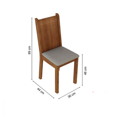Kit 4 Cadeiras 4290 Madesa Rustic/Pérola