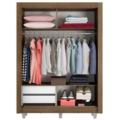 Guarda-Roupa Solteiro Dallas Pés 2 Portas 2 Gavetas Madesa