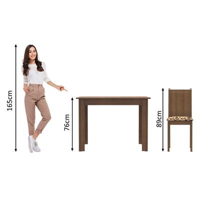 Conjunto Sala Jantar Mesa Tampo Madeira 4 Cadeiras - Madesa