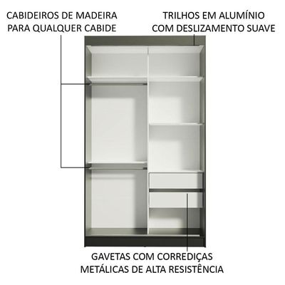Guarda-roupa Solteiro 2 Portas de Correr 2 Gavetas Madesa