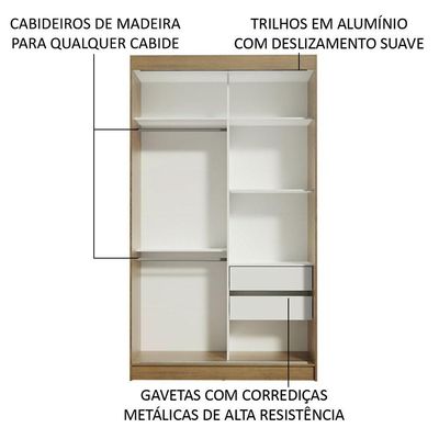 Guarda-roupa Solteiro 2 Portas de Correr 2 Gavetas Madesa
