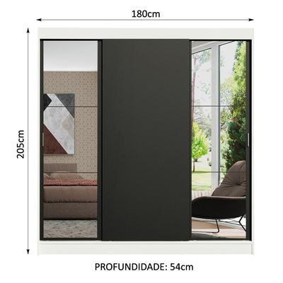 Guarda-roupa Casal Reno 3 Portas de Correr Espelhos Madesa