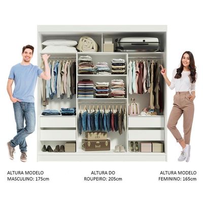 Guarda-roupa Casal Reno 3 Portas de Correr Espelhos Madesa