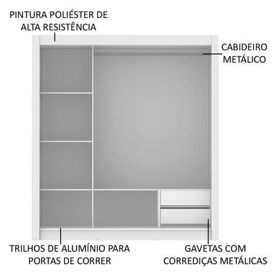 Guarda-Roupa Lyon 3 Portas Correr 1 Espelho 2 Gavetas Madesa