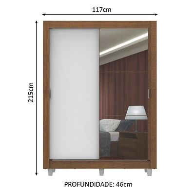 Guarda-Roupa Denver 2 Portas 1 Espelho Branco/Rustic Madesa