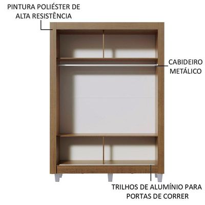 Guarda-Roupa Denver 2 Portas 1 Espelho Branco/Rustic Madesa
