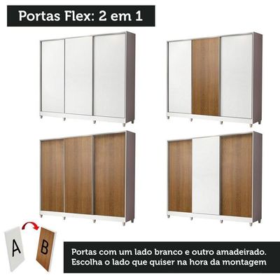 Guarda-Roupa Royale 100% MDF 3 Portas de Correr 8 Pés Madesa