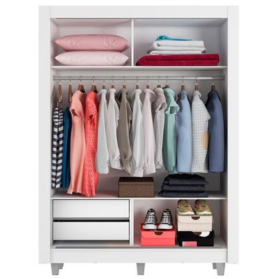 Guarda-Roupa Dallas 2 Portas de Correr Rustic/Branco Madesa