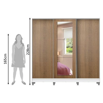 Guarda-Roupa Eros 100% MDF 3 Portas 1 Espelho 8 Pés Madesa